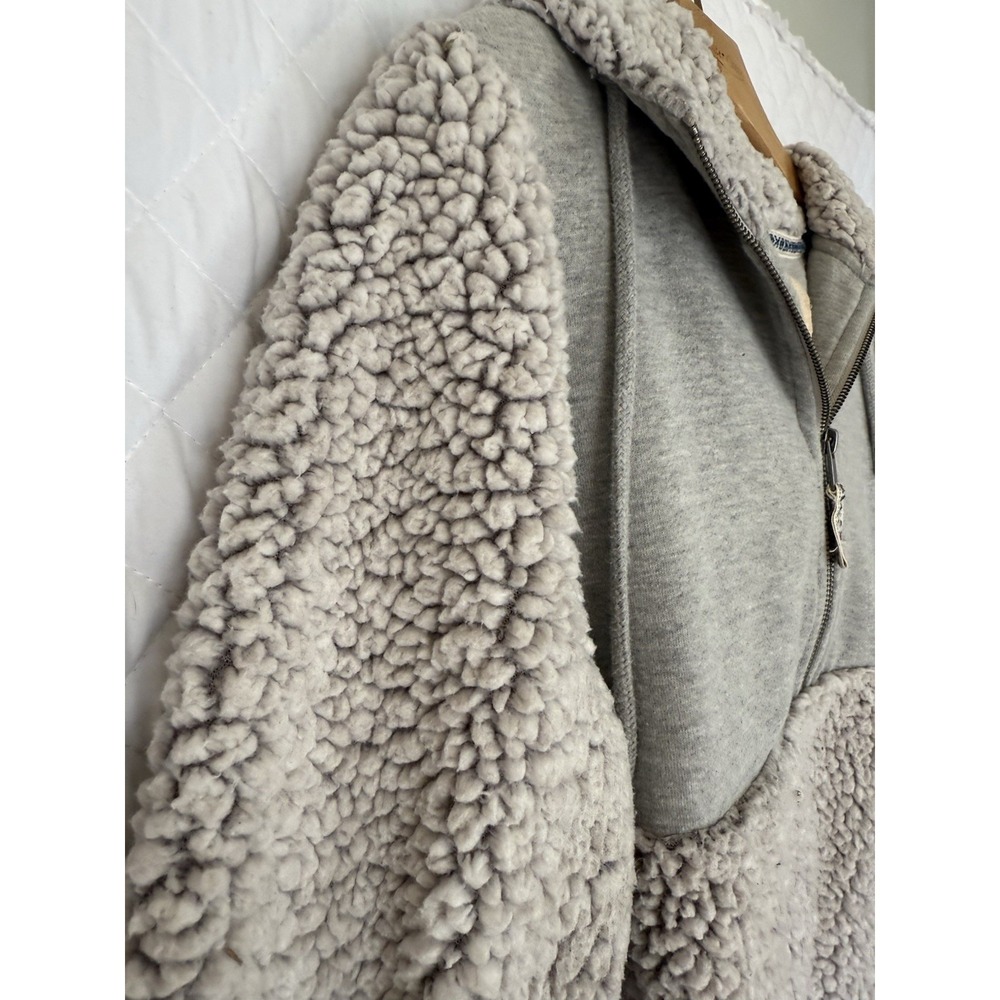Altar'd State Sherpa Fleece Quarter-Zip Hoodie Gray Mixed Media Women's Large - Picture 7 of 13